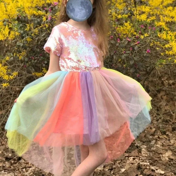 strapless open back dress Lola and the Boys Pink Stars Sequin Dress – Olly-Olly main image 1